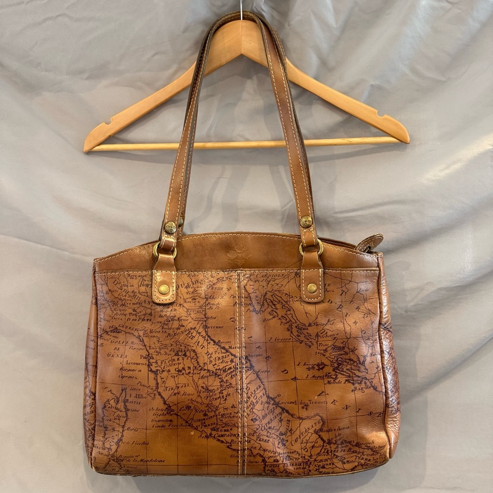 Patricia Nash Map Leather Tote Vintage Inspired Old World Travel Bag Pre-owned - Picture 2 of 16